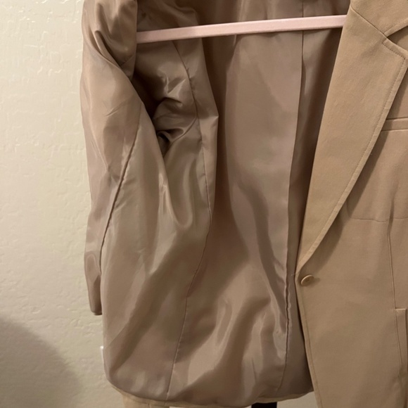 Khaki Cotton Spandex Blazer - Picture 4 of 6